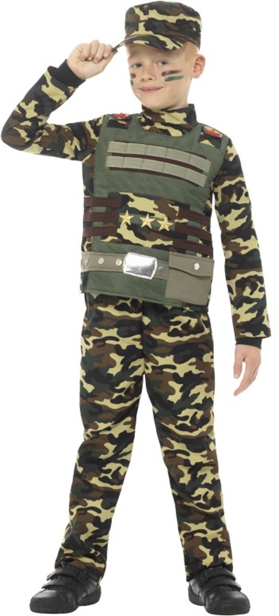 Leger & Oorlog Kostuum | Camouflage Soldaat Tim | Jongen | Small | Carnaval kostuum | Verkleedkleding